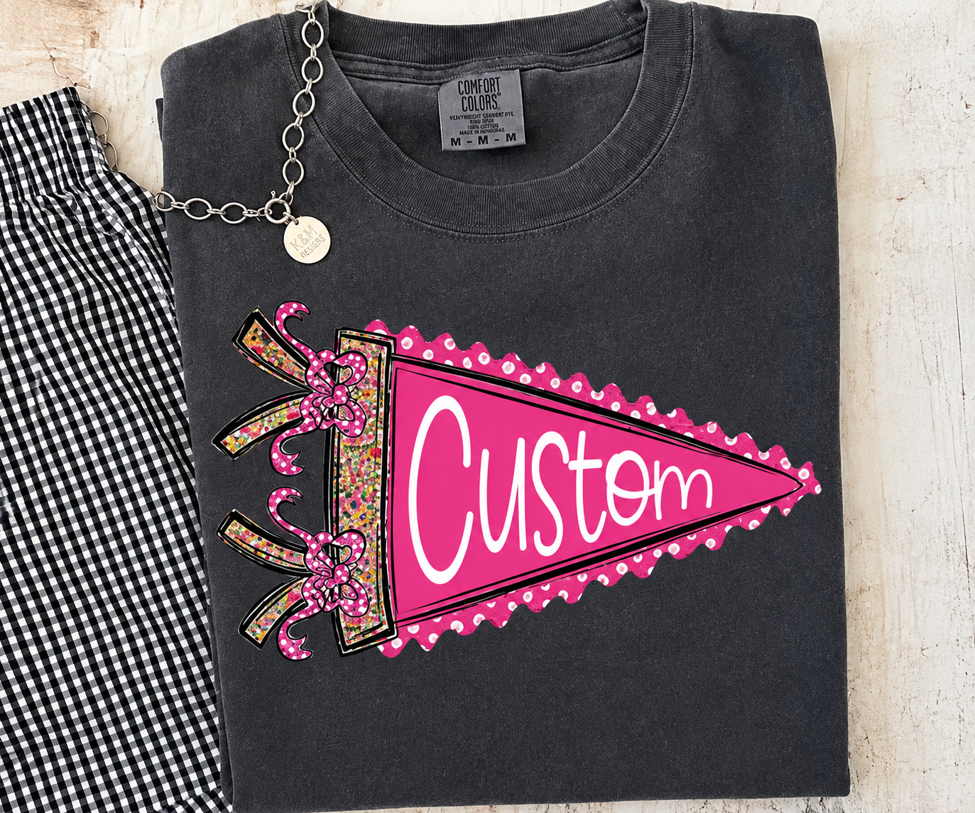 Pink Floral Pennant Custom Name DTF Transfer