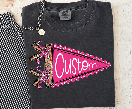 Pink Floral Pennant Custom Name DTF Transfer