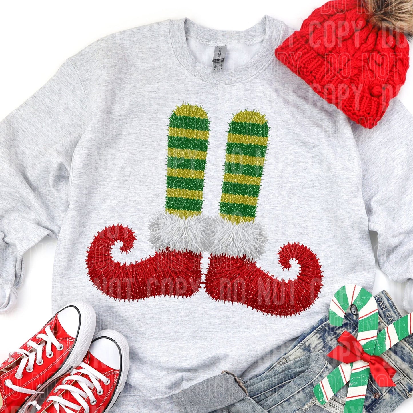 Elf Stockings Yarn Faux DTF Transfer