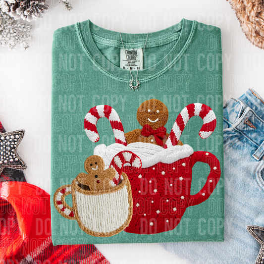 Gingerbread & Cocoa  Crochet Faux DTF Transfer