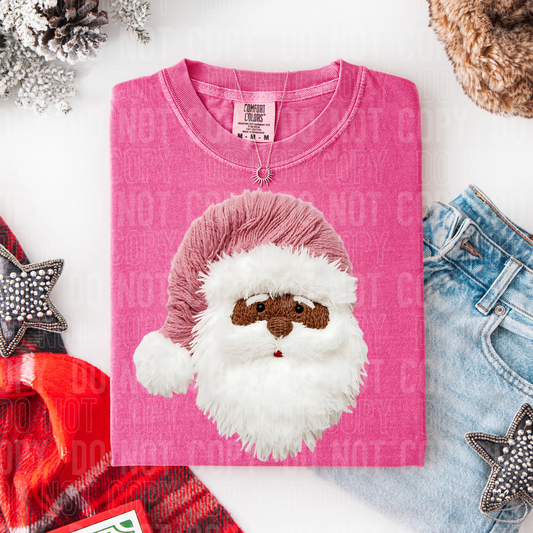 Santa Dark Pink Yarn Faux DTF Transfer