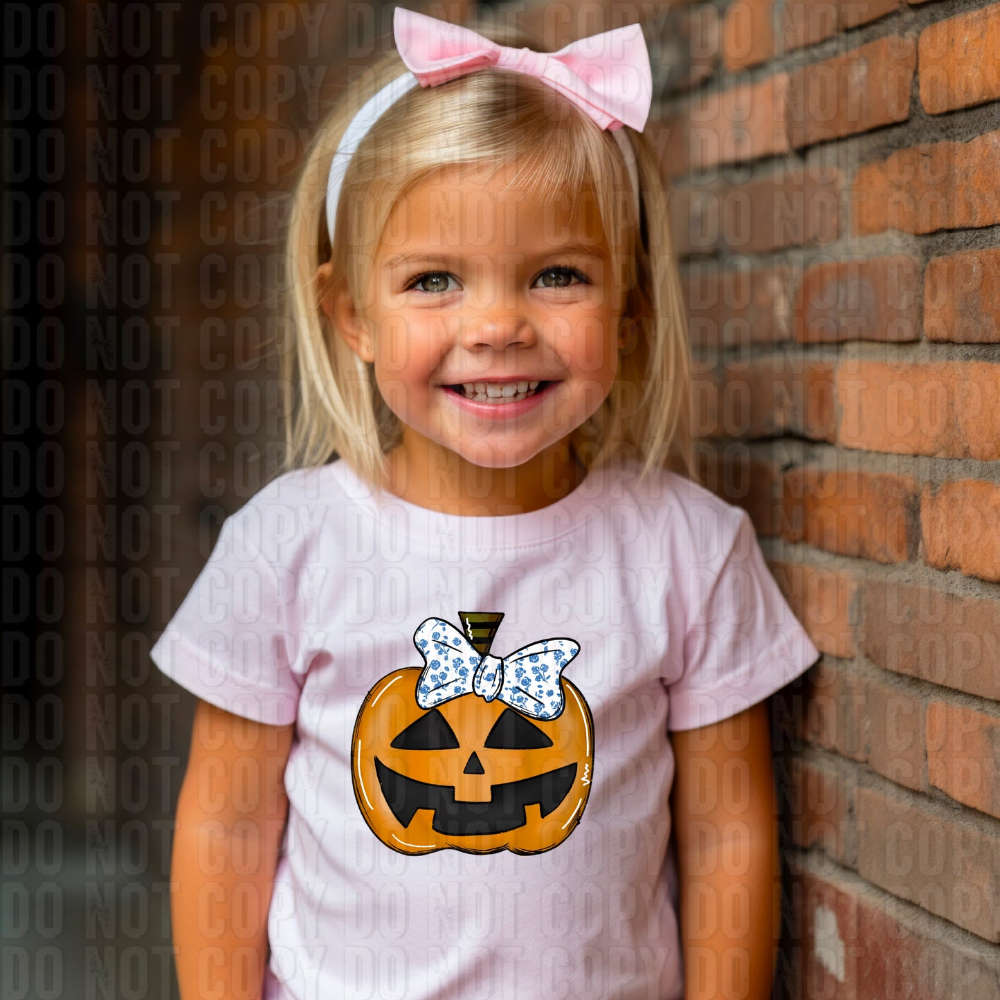 Girl Pumpkin Blue Floral DTF Transfer