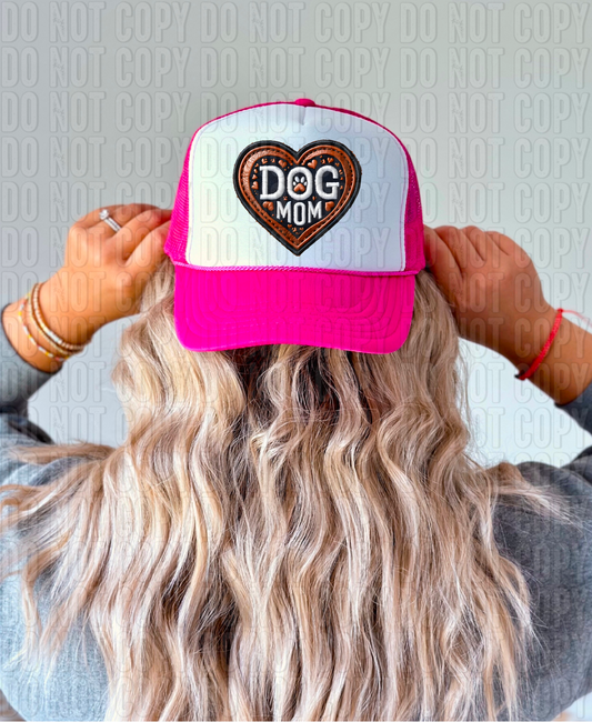 Dog Mom Brown Heart Hat Patch DTF Transfer