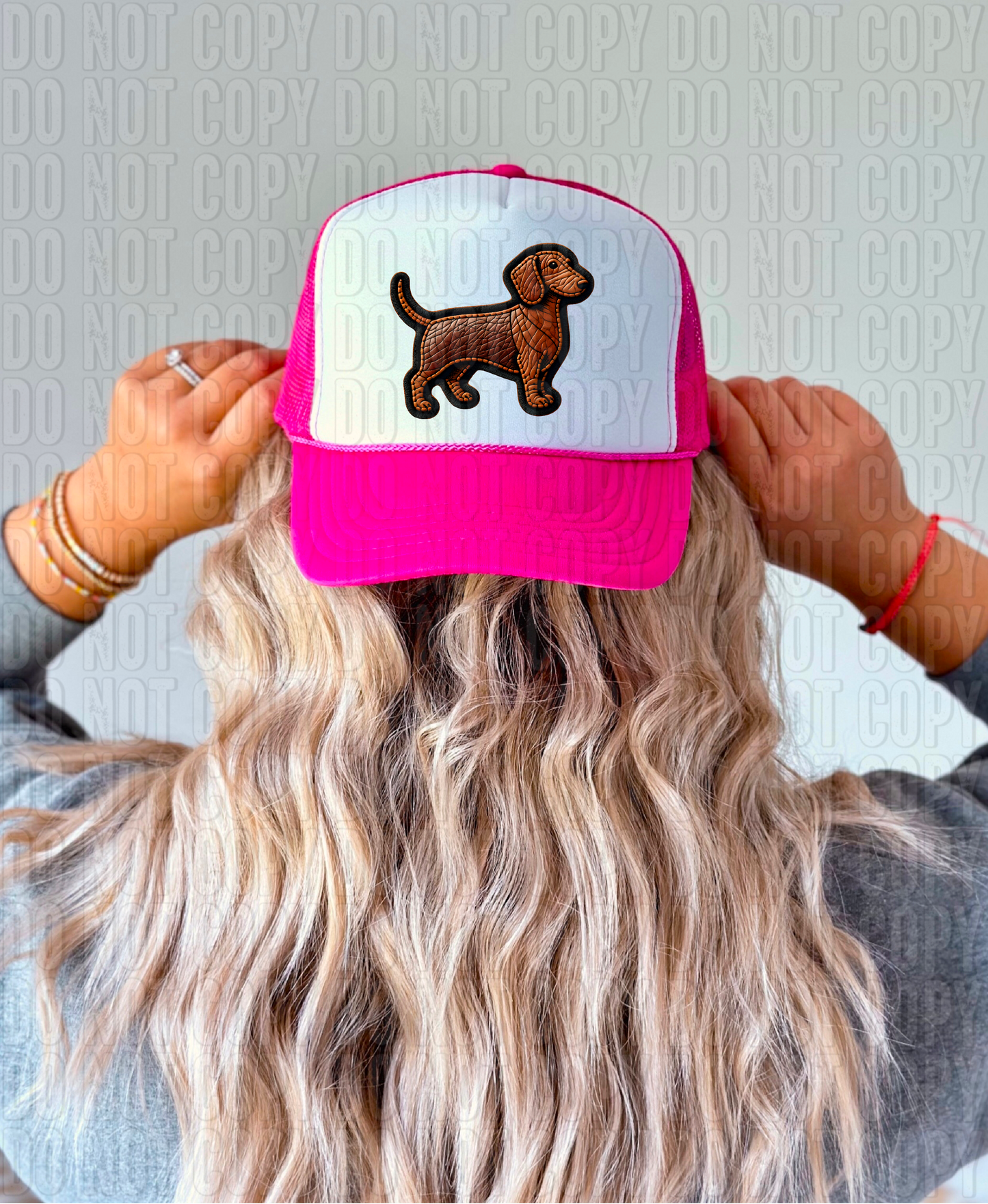 Brown Dachshund Hat Patch DTF Transfer