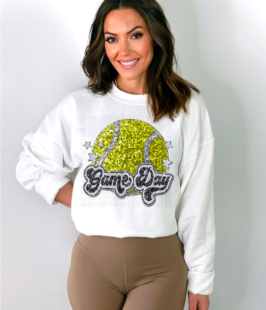 Game Day Tennis Sequined Faux DTF Transfer