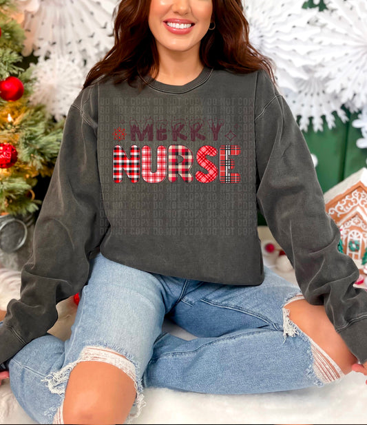 Merry Nurse Christmas Name DTF Transfer