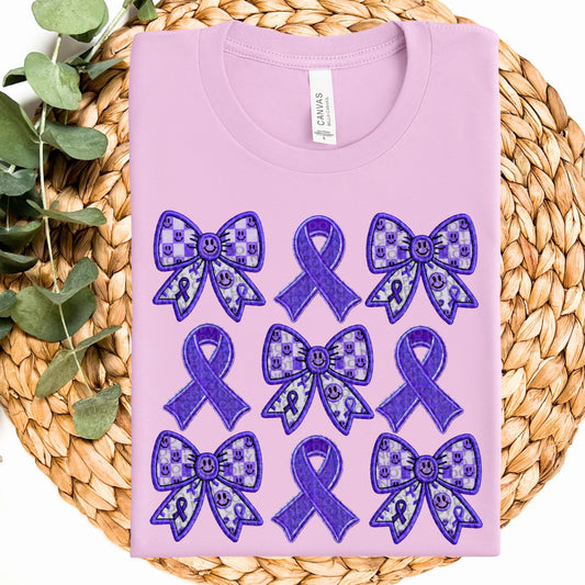 Purple Ribbon Sobriety Awareness Icons DTF Transfer