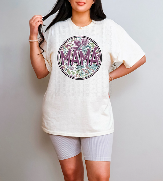 Mama Purple Floral Circle DTF Transfer