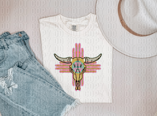 Bull Skull Bright DTF Transfer