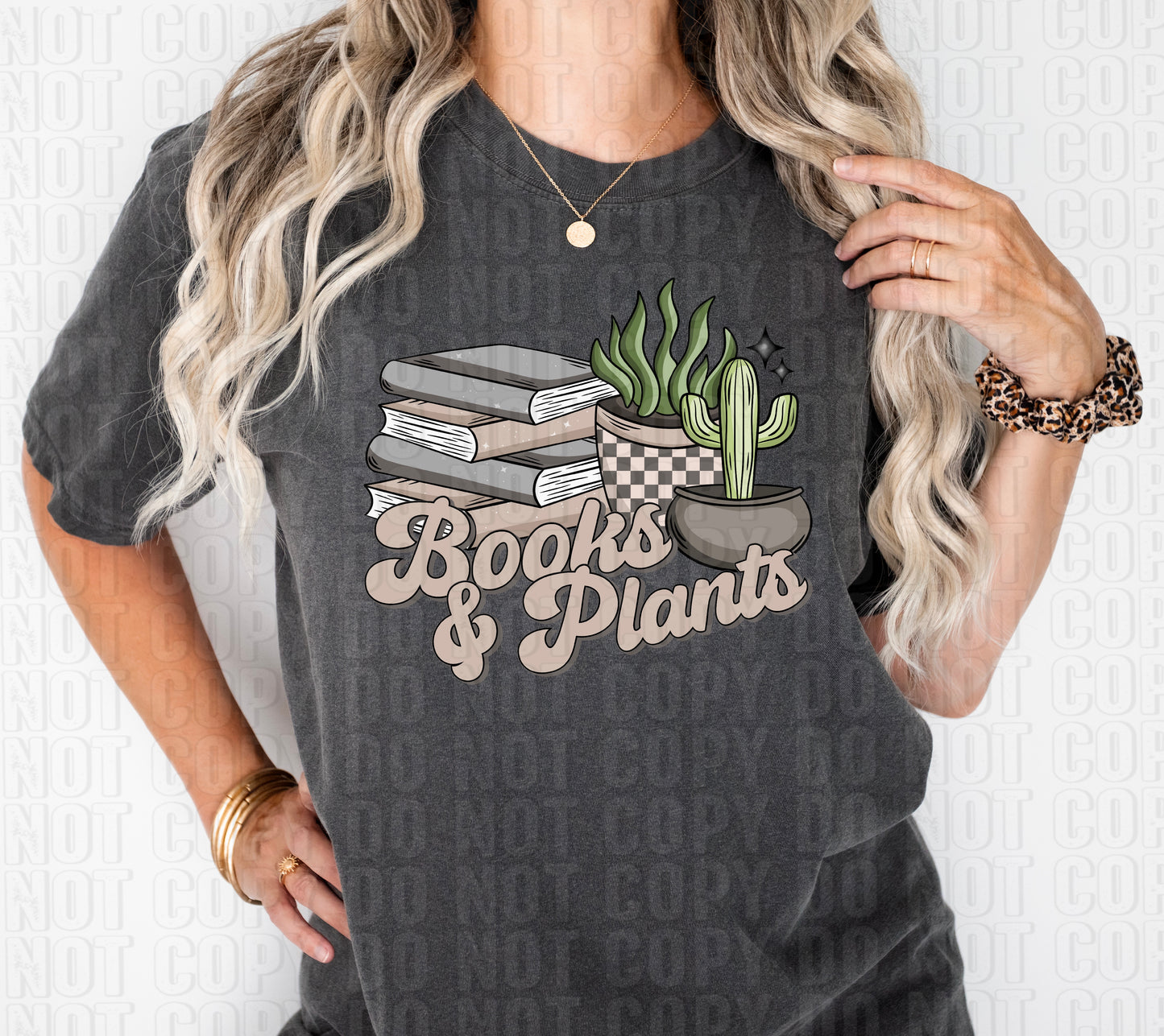 Books And Plants Neutral DTF Transfer