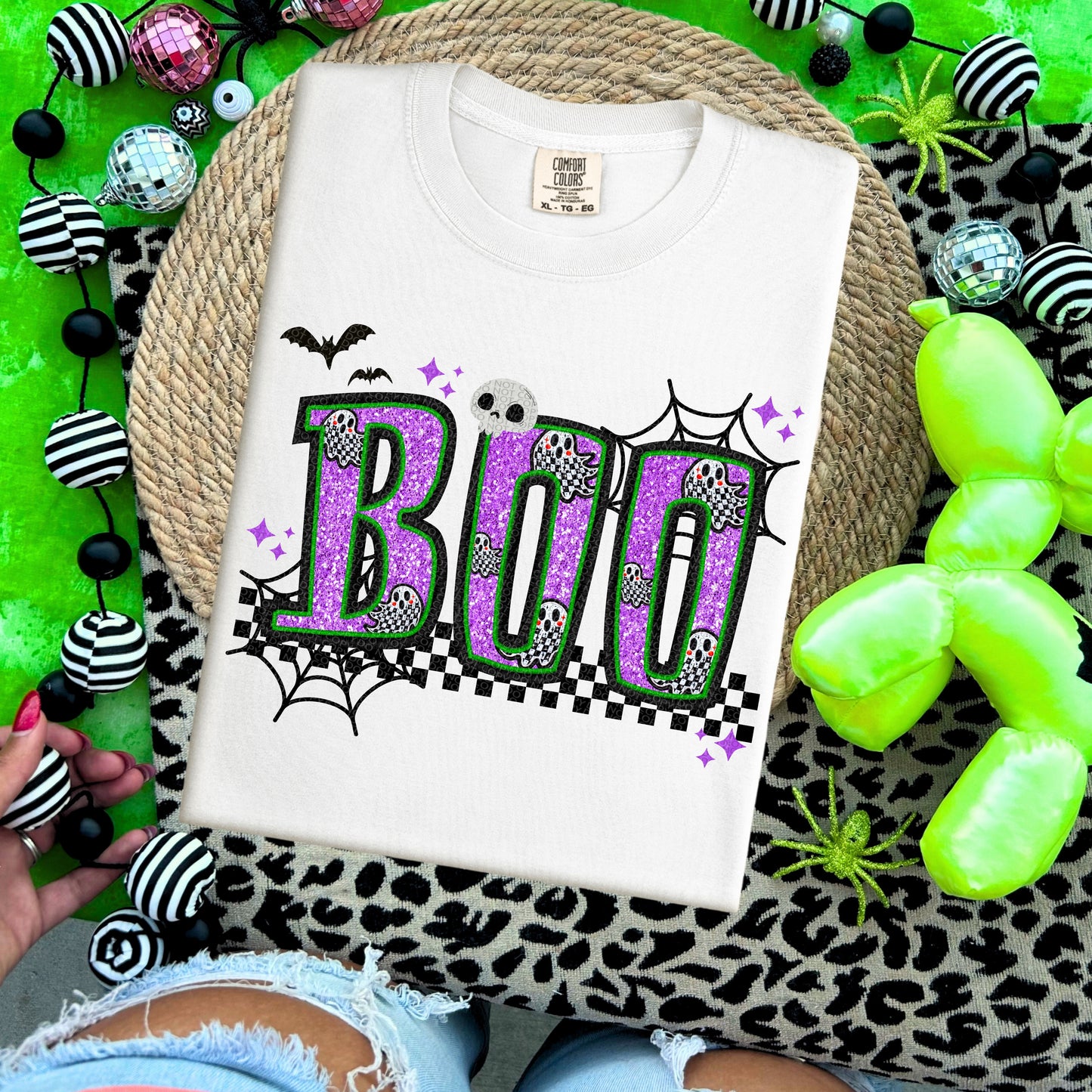 Boo Purple Faux Embroidery DTF Transfer