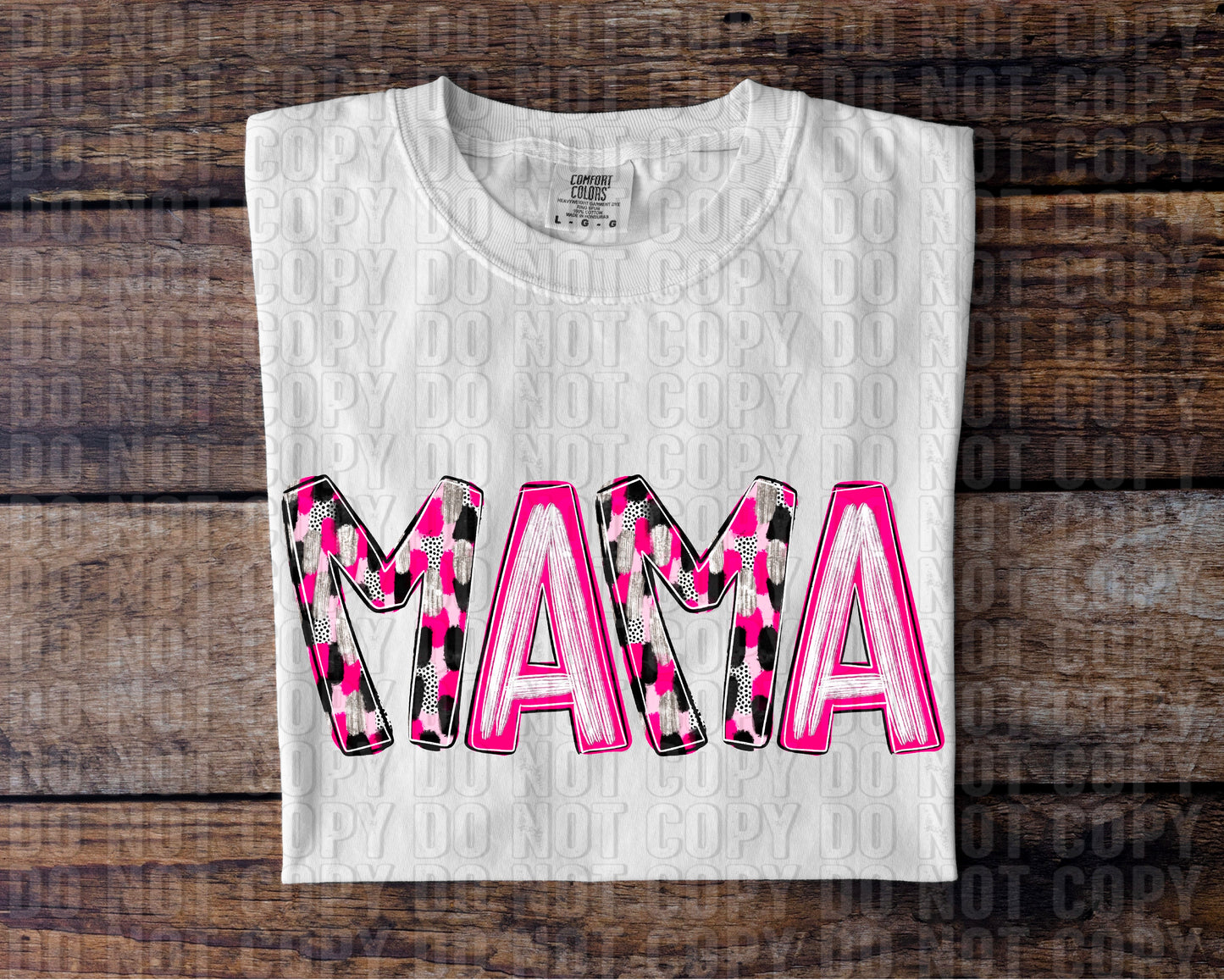 Mama Pink & Black Poppy Doodle DTF Transfer