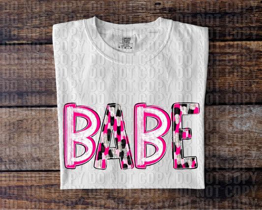 Babe Pink & Black Poppy Doodle DTF Transfer