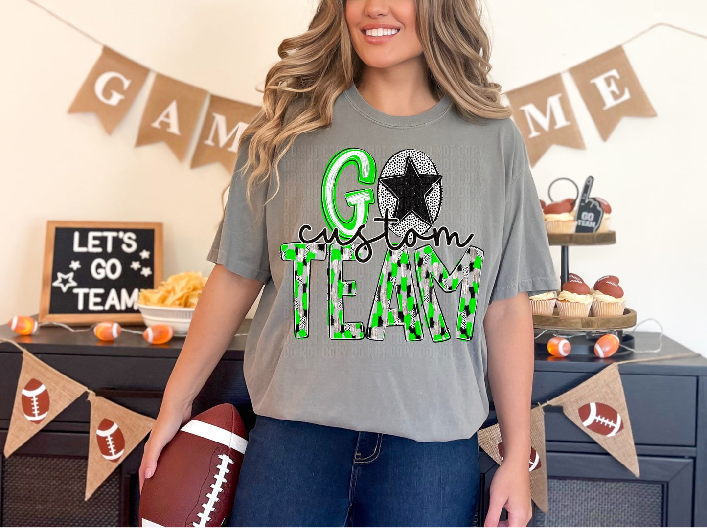 Lime Green & Black Poppy Doodle Go Team Custom Mascot DTF Transfer