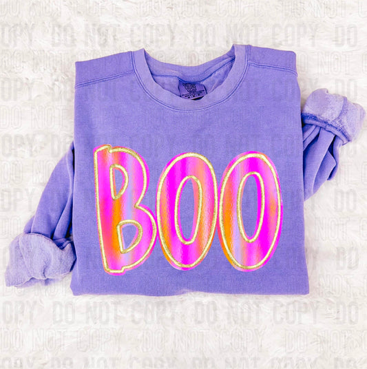 Boo Colorful Gold Glitz DTF Transfer