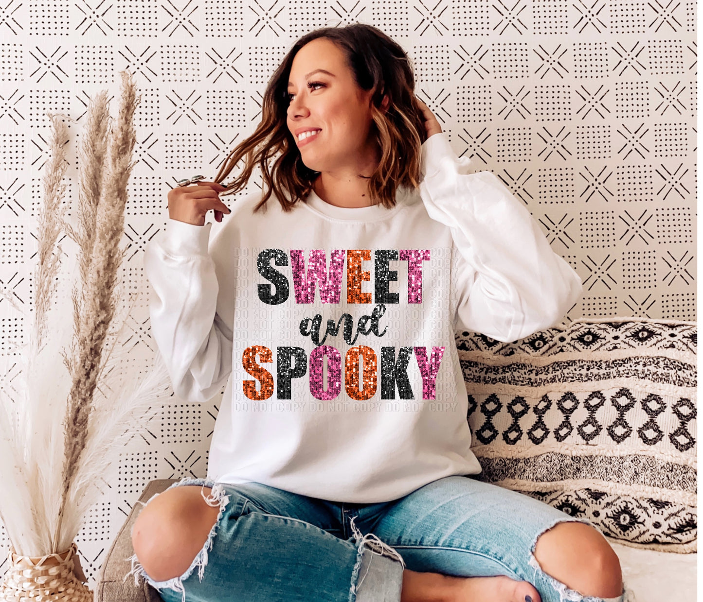 Sweet And Spooky Sequined Faux DTF Transfer