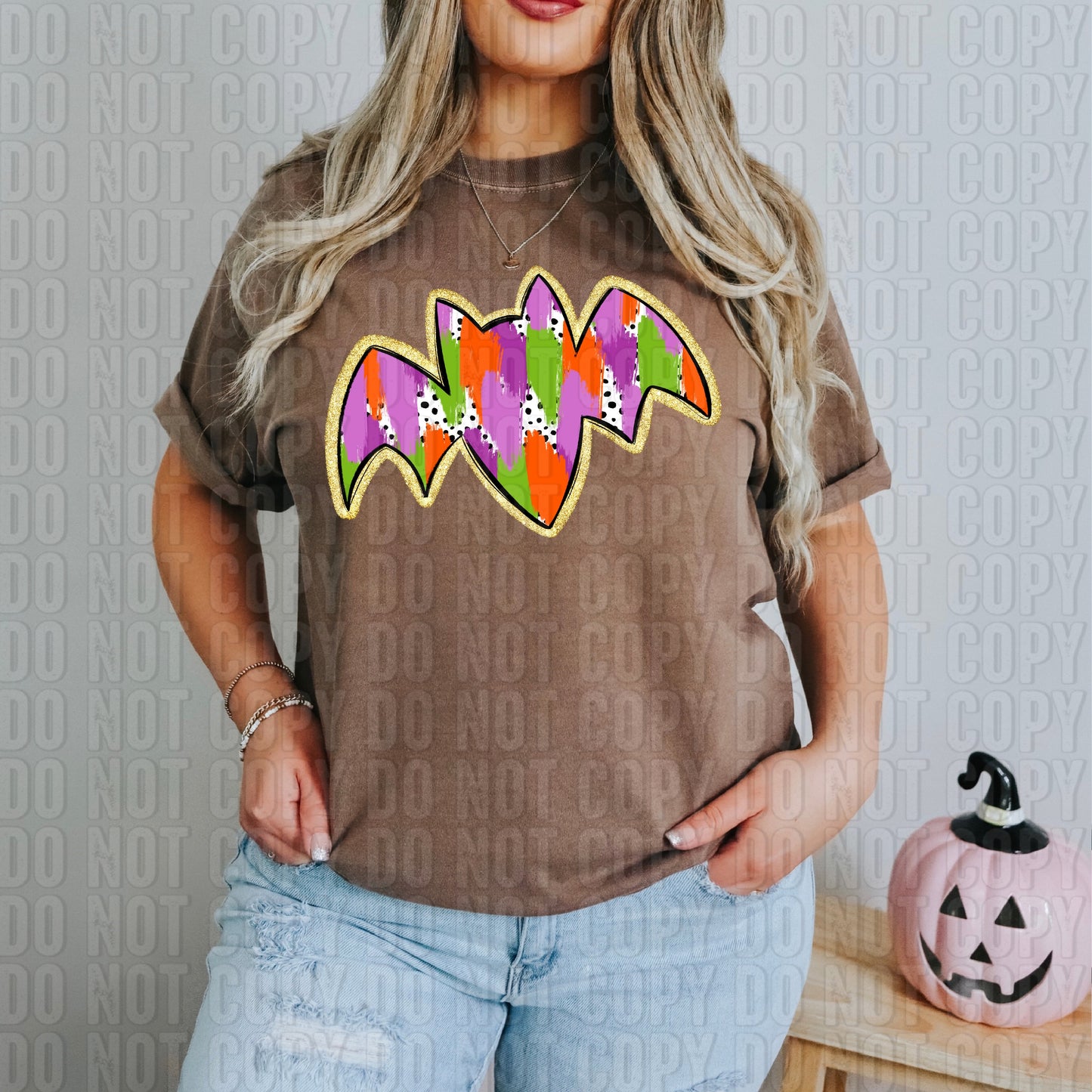 Bat Halloween Gold Glitz DTF Transfer