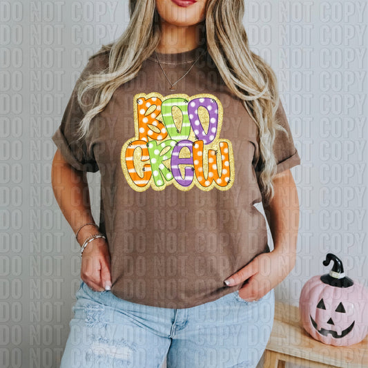 Boo Crew Polkadot Striped Gold Glitz DTF Transfer