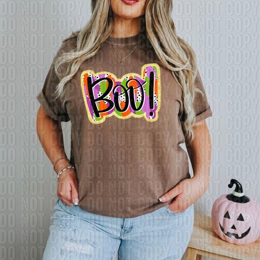 Boo Brushstroke Gold Glitz DTF Transfer