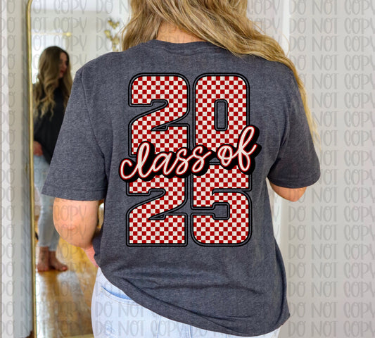 Class Of 2025 Maroon Checker DTF Transfer