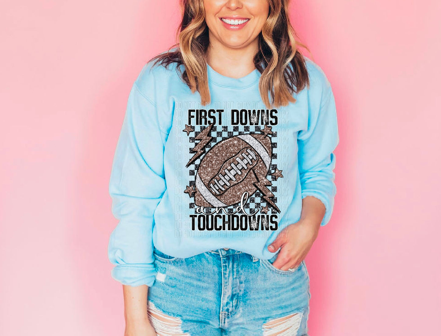 First Downs & Touchdowns Sequined Faux DTF Transfer