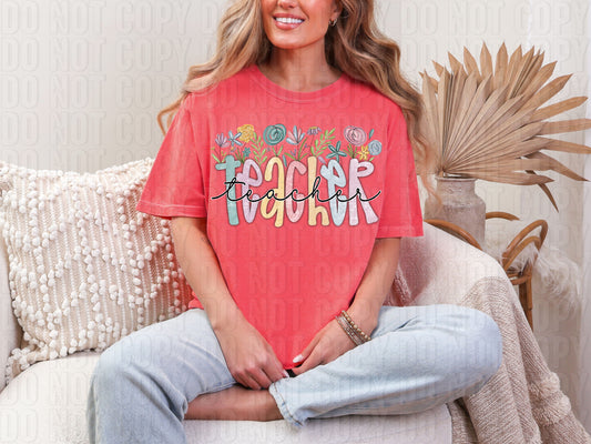 Teacher Floral Easter DTF Transfer