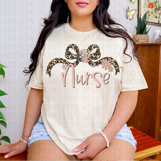 Nurse Leopard Coquette DTF Transfer