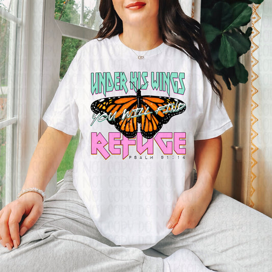 Under His Wings Black DTF Transfer