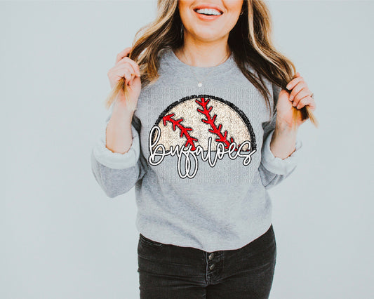 Buffaloes Half Baseball Sequined Faux DTF Transfer