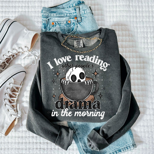 Drama In The Morning White Font DTF Transfer