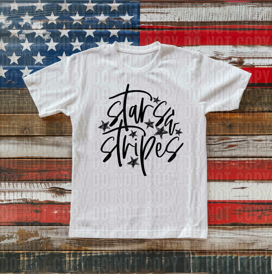 Stars And Stripes Black Font DTF Transfer