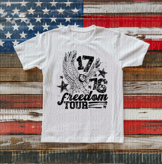 1776 Freedom Tour Black Font DTF Transfer