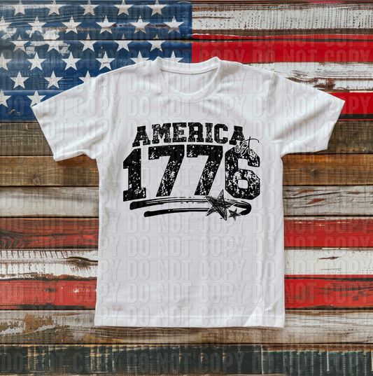 America Est 1776 Black Font DTF Transfer