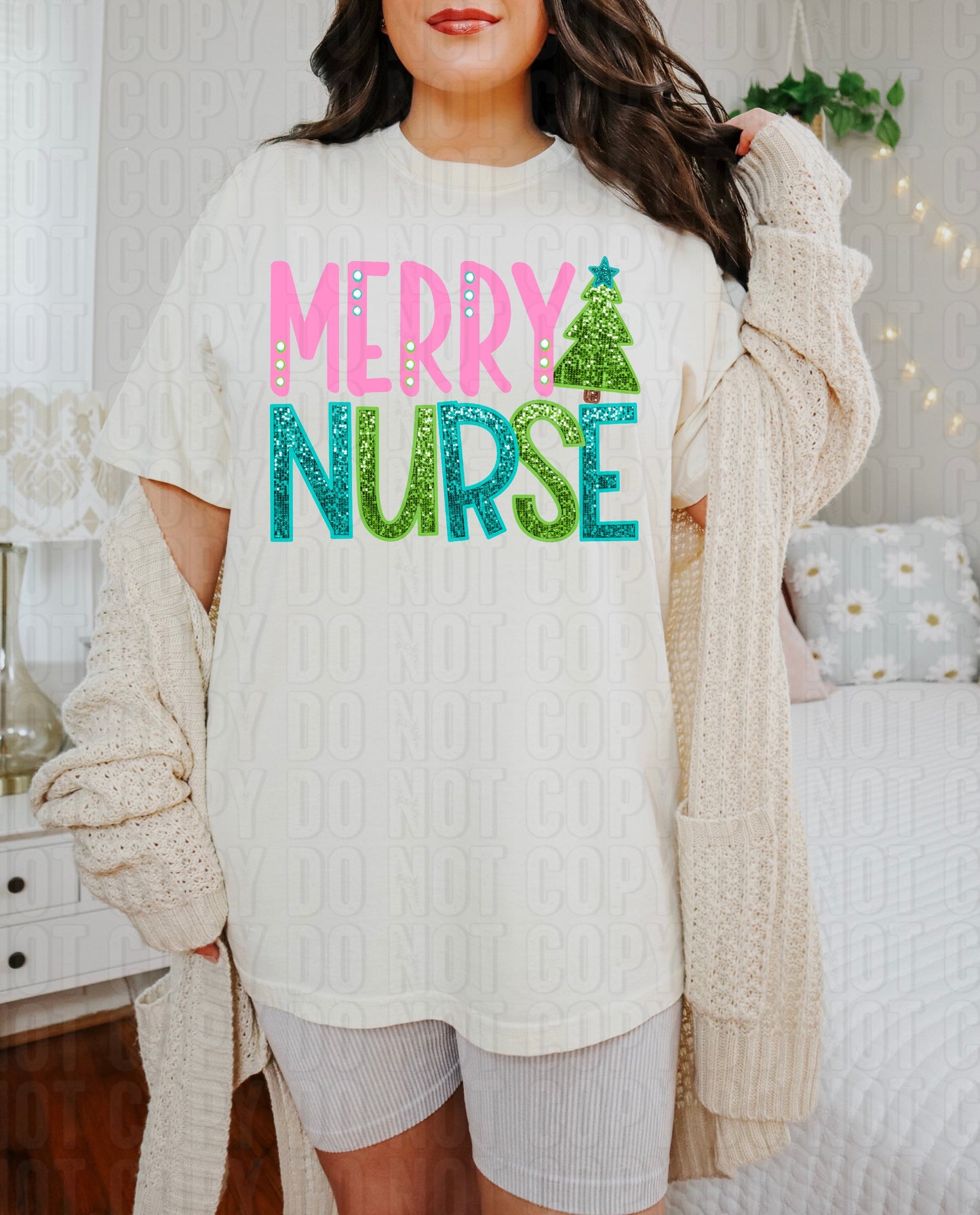 Merry Nurse Sequined DTF Transfer