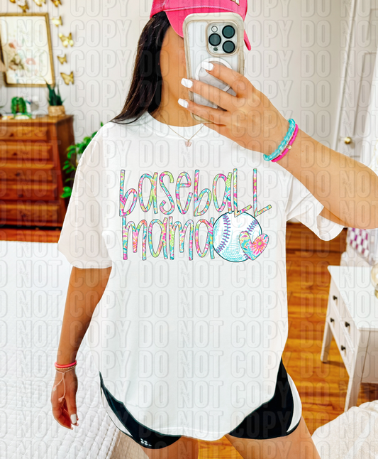 Baseball Mama Tropical Blooms DTF Transfer