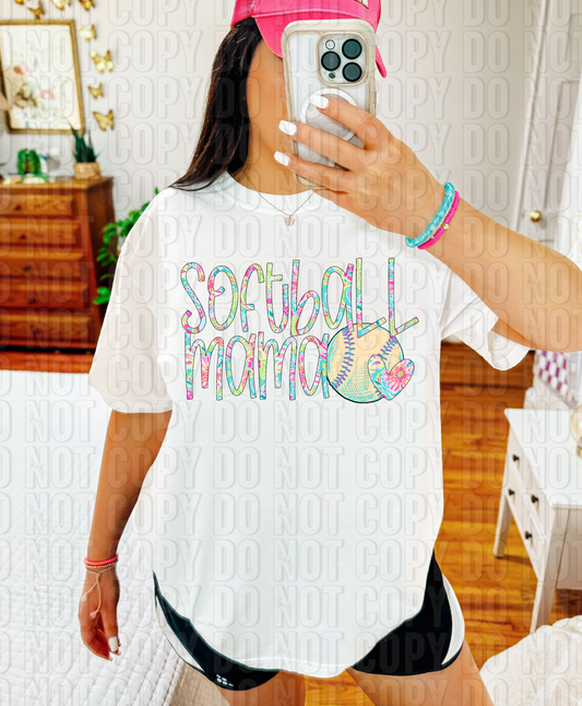 Softball Mama Tropical Blooms DTF Transfer