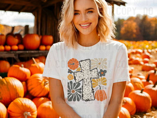 Retro Boho Fall Cross Art DTF Transfer