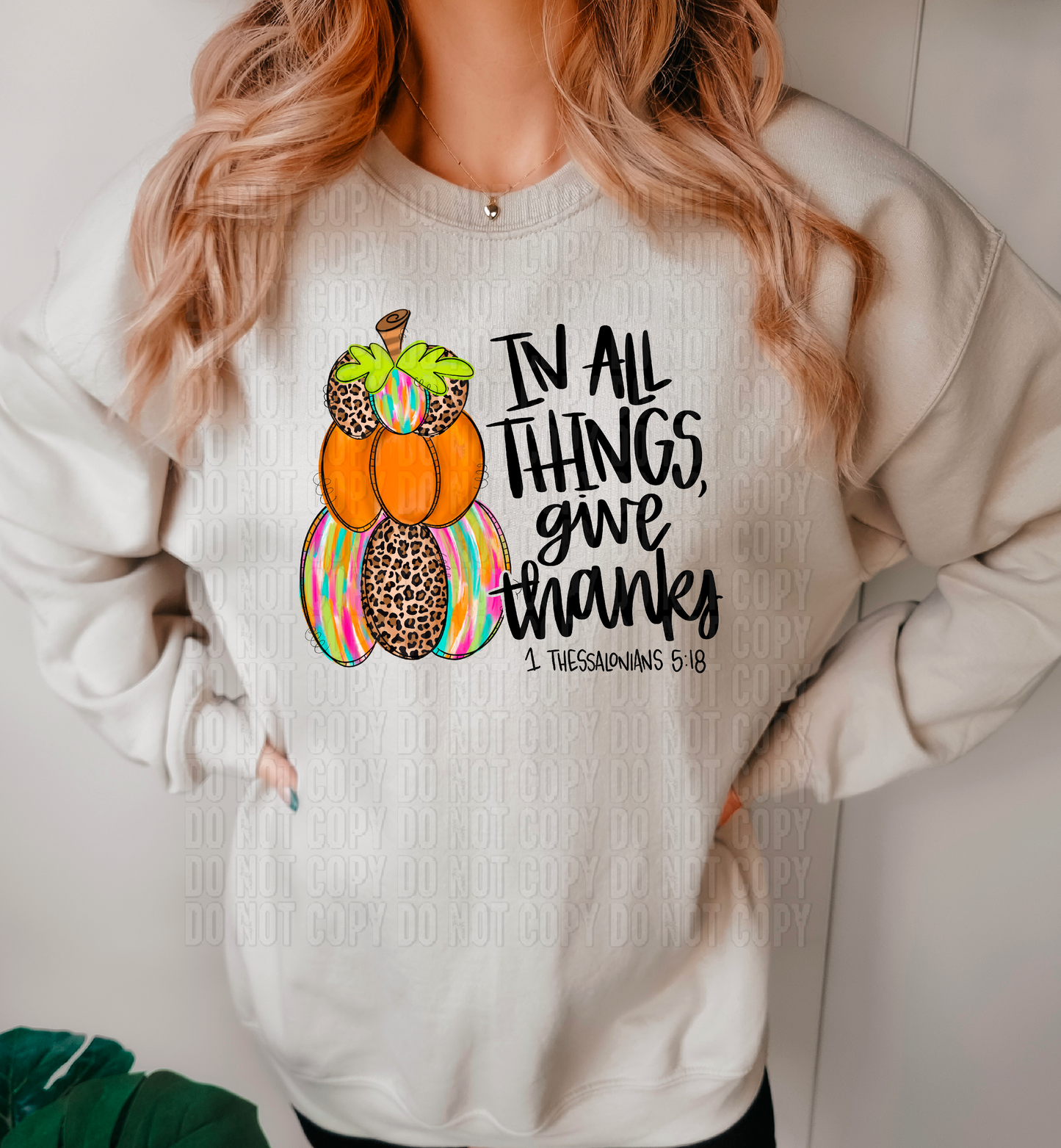 In All Things, Give Thanks Brushstroke Pumpkins DTF Transfer