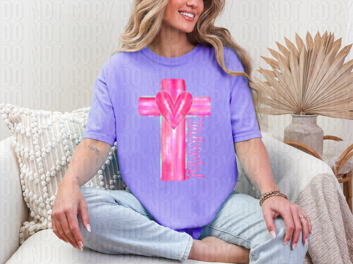 Redeemed Pink Cross DTF Transfer