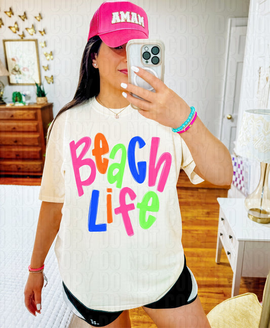 Beach Life Bright Word DTF Transfer