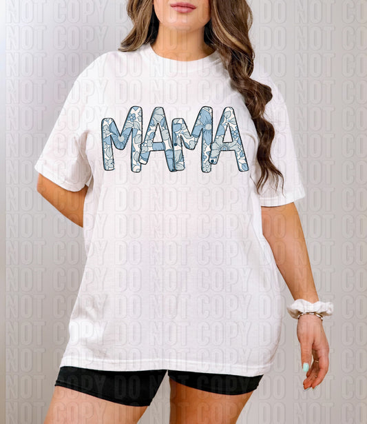 Mama Blue Floral DTF Transfer