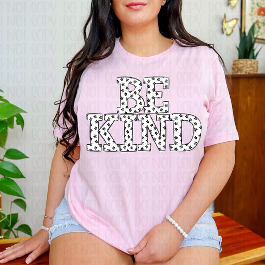 Be Kind Floral Black White DTF Transfer