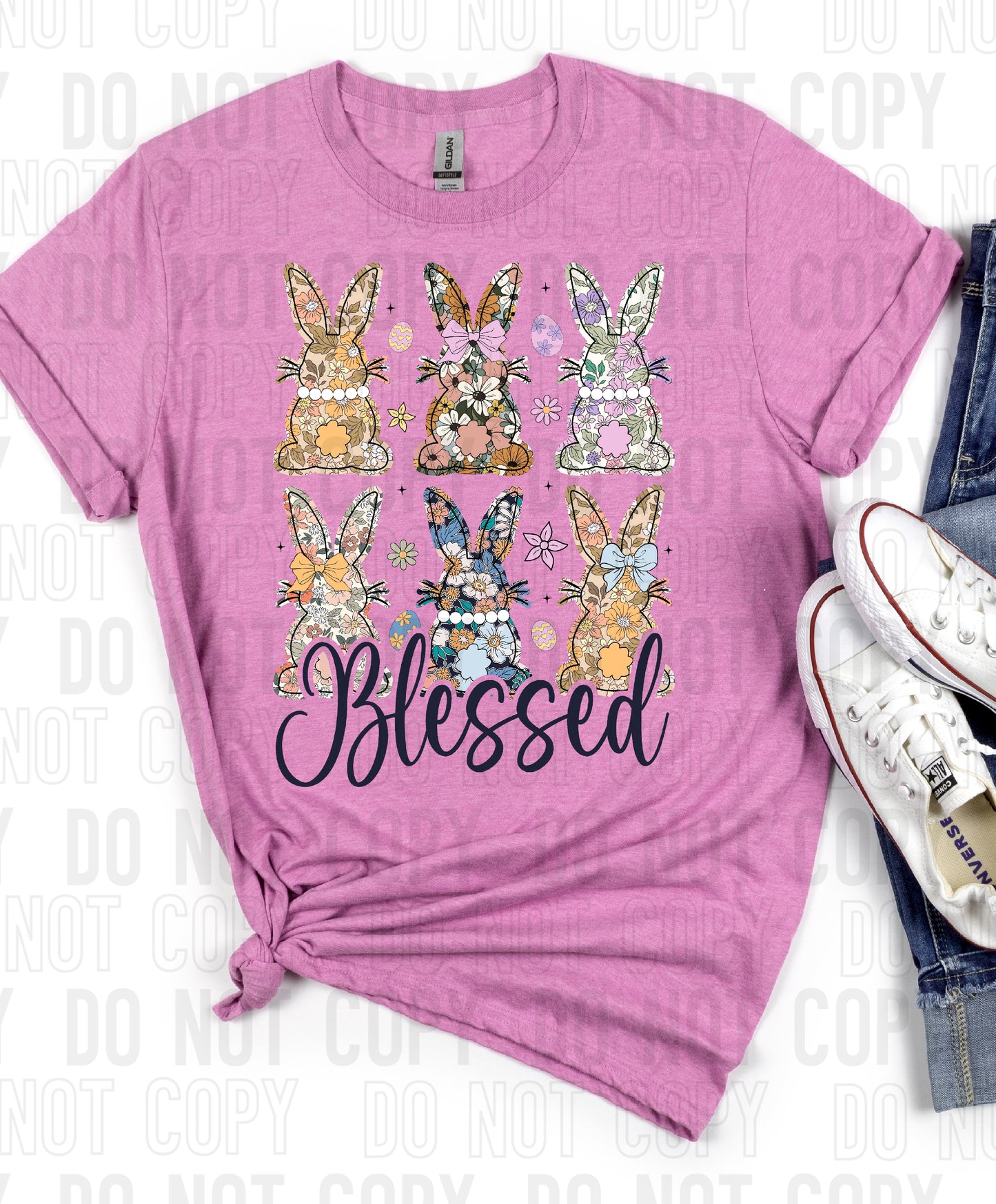 Blessed Floral Bunny Icons DTF Transfer