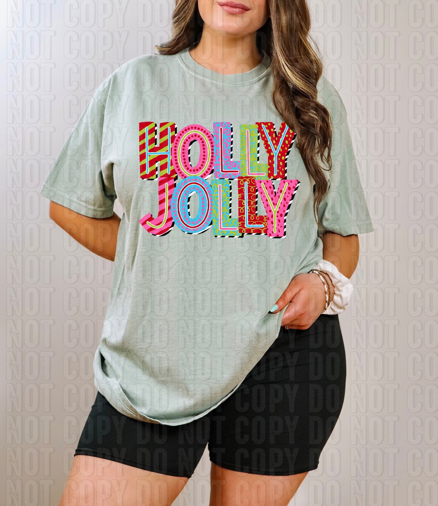 Holly Jolly Colorful Doodle DTF Transfer