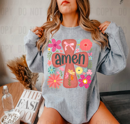 Amen Cross Floral DTF Transfer