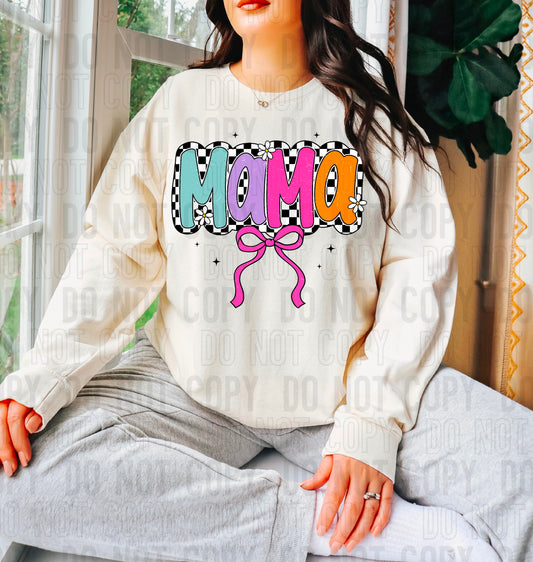 Mama Checker Colorful Bow DTF Transfer