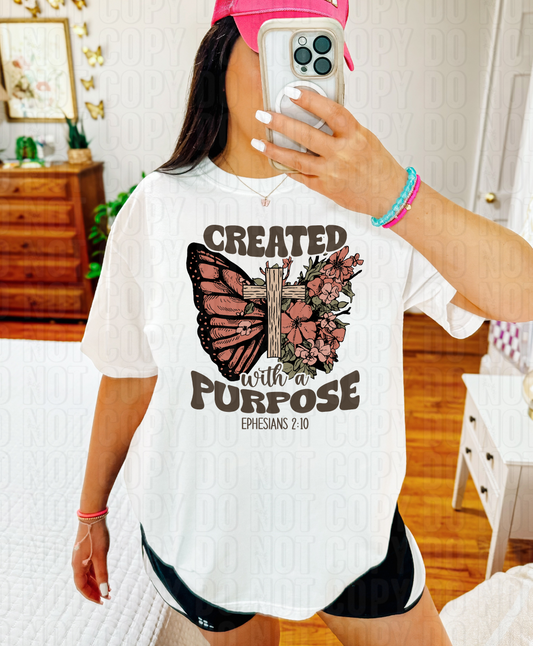 Created With A Purpose Butterfly DTF Transfer