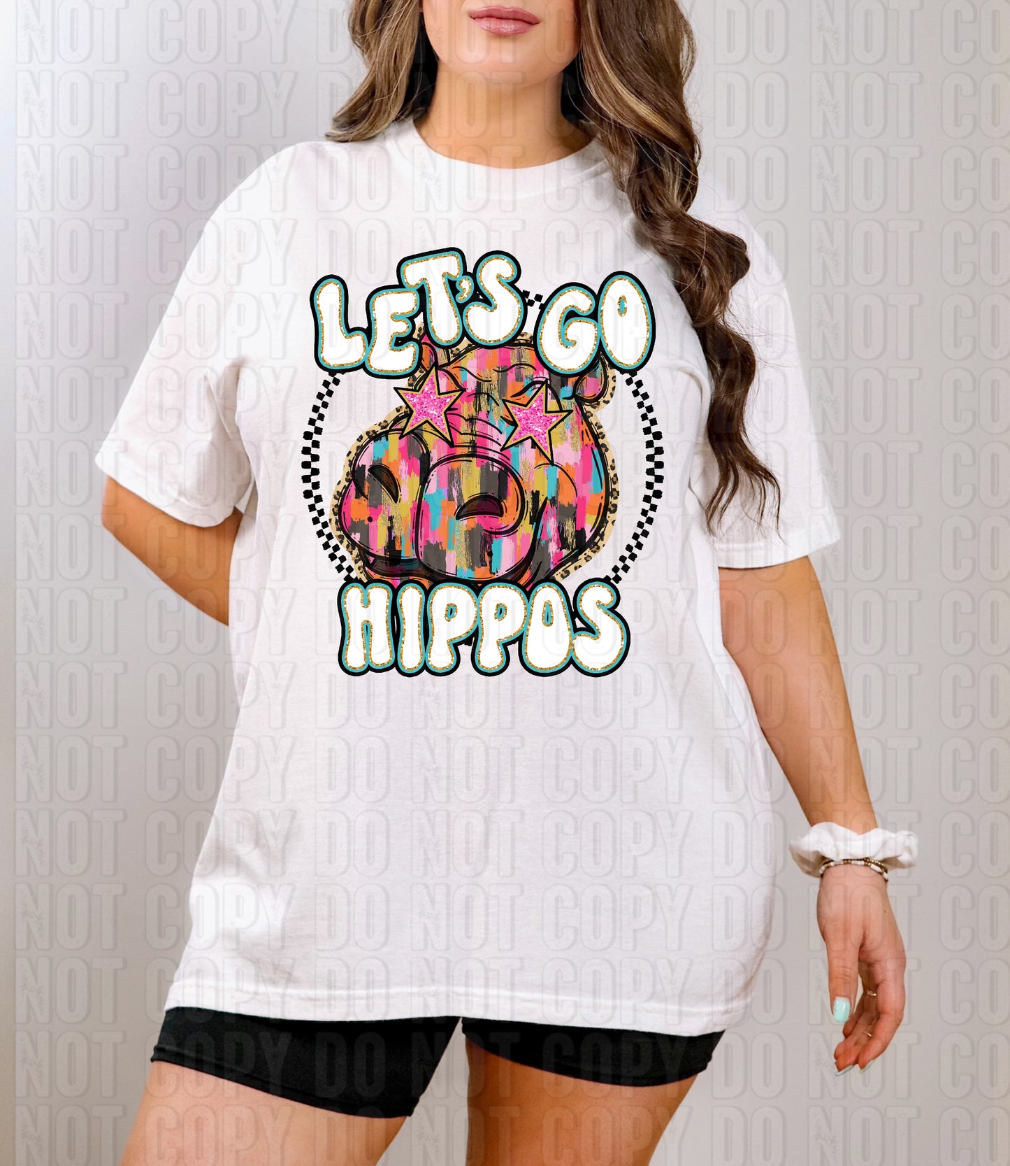 Let's Go Hippos Mascot DTF Transfer