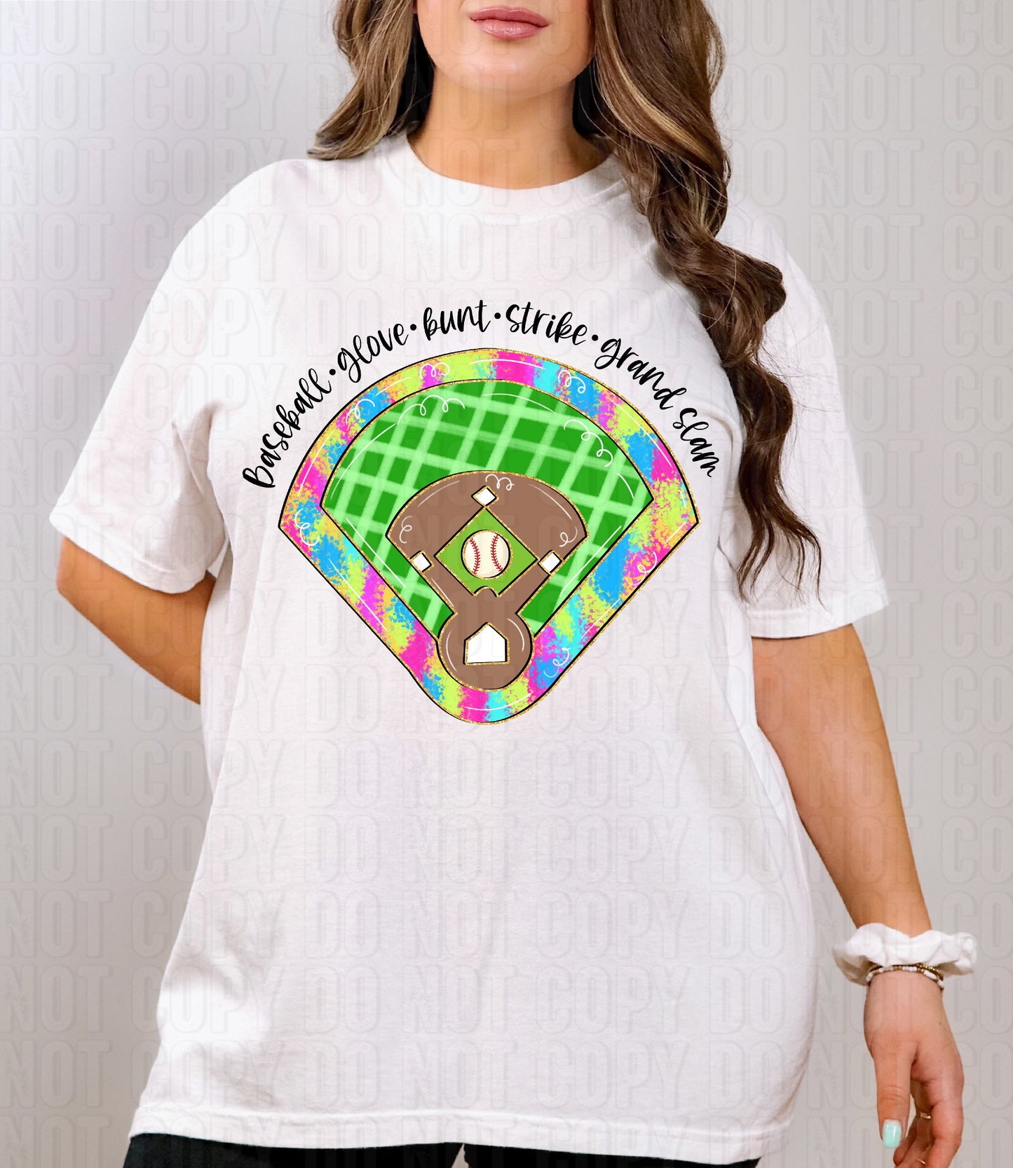 Baseball Field Color Outline DTF Transfer