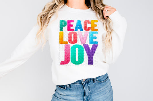 Peace Love Joy Tinsel Faux DTF Transfer